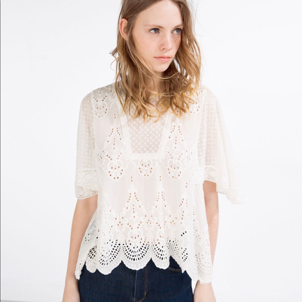 Zara lace top with short sleeves